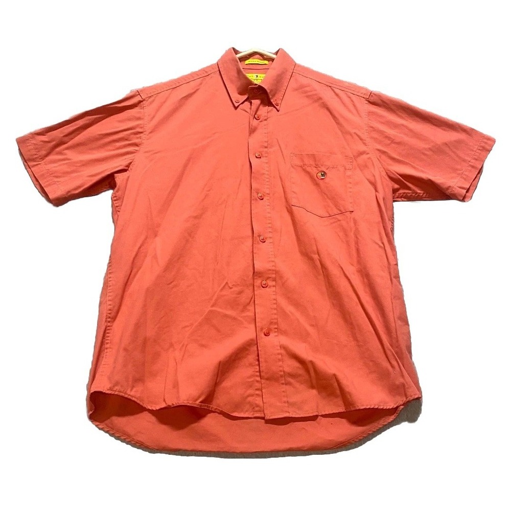 Duck Head Wrinkle Resistant Shirt Mens Medium Orange Cotton Button Down Vintage